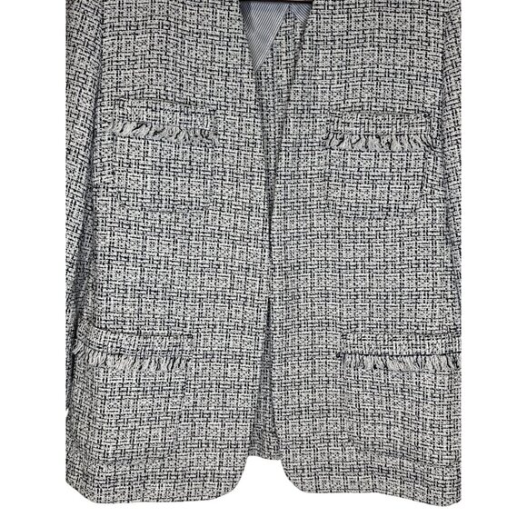 Max Mara Women's Tweed Blazer Jacket Fringe Cuff Pockets Workwear Office Size 10 - Picture 3 of 10